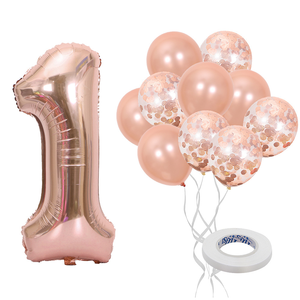 Cross-border party supplies 40-inch rose gold sequin balloon set birthday party decoration package wholesale