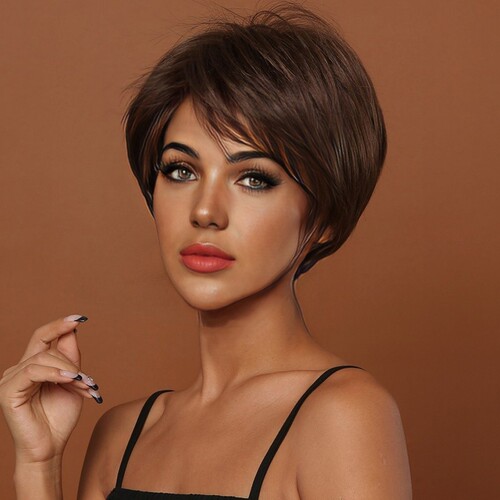 Cross-border foreign trade European and American fashion wigs for women with short straight hair mechanism BOBO chemical fiber wig headgear wig factory supply