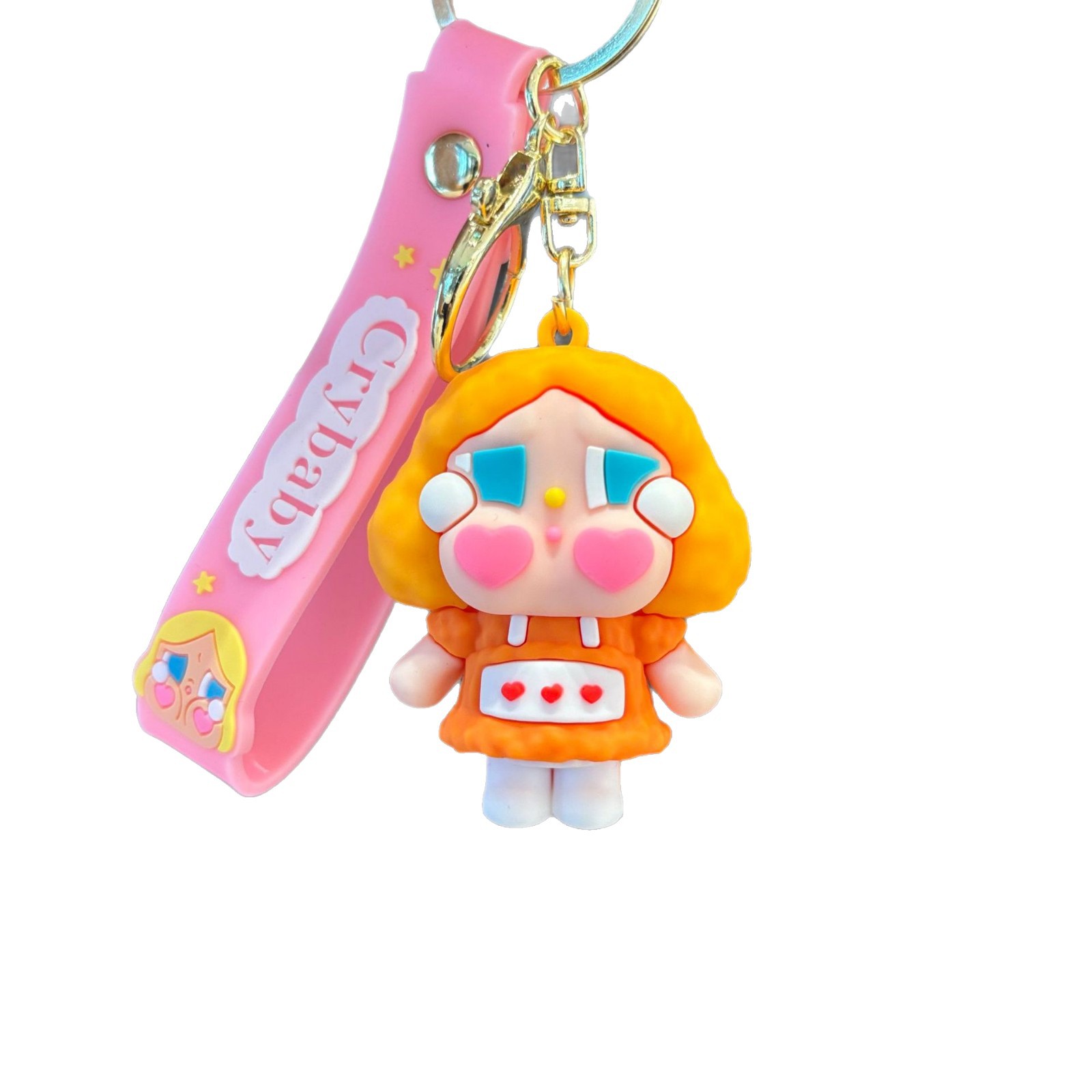 Lágrimas muñecas de dibujos animados llavero lindo bebé llorando muñeca mochila escolar para niños colgante llavero máquina de muñecas regalo