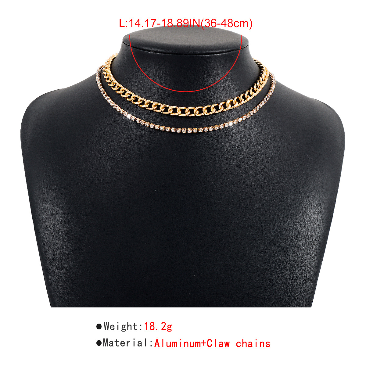 Fashion Solid Color Aluminum Plating Inlay Rhinestones Womenu0027S Layered Necklaces 1 Piece