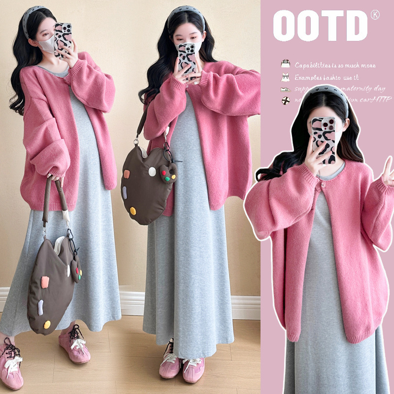 Maternity Autumn and Winter Fashion Stylish Youthful Knitted Cardigan Versatile Dress with a High-End Feel for Pregnancy Maternity Autumn and Winter Fashion Stylish Youthful Knitted Cardigan Versatile Dress with a High-End Feel for Pregnancy