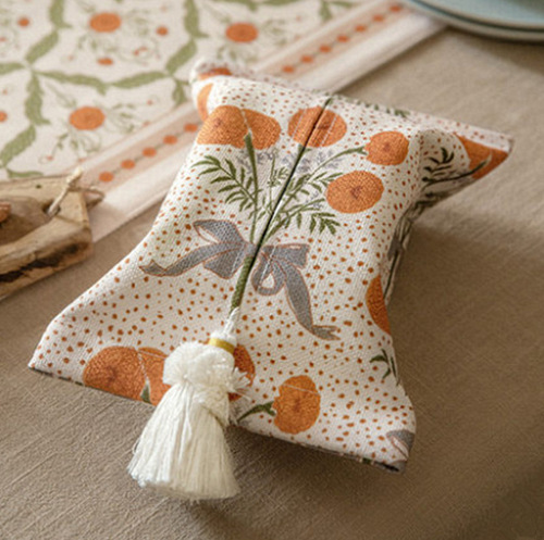 Retro home living room and bedroom multi-purpose tissue box high-end tissue box printed pattern canvas art car tissue box