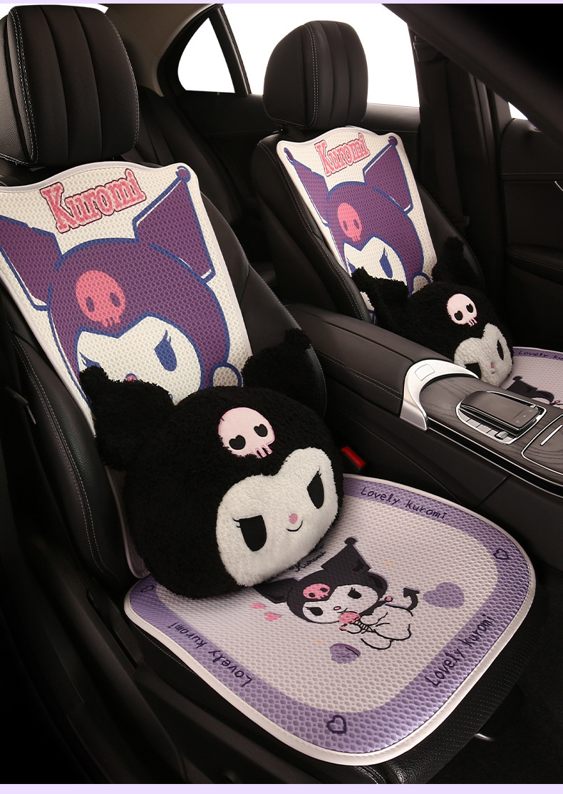 Cartoon Kulomi Car Cushion Four Seasons Universal Breathable Mesh Half Pack Seat Cover Cute Women's Car Cushion