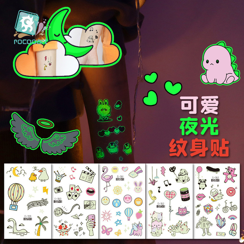 Cross-border supply of new luminous tattoo stickers small fresh cute technology personality luminous stickers temporary tattoo stickers