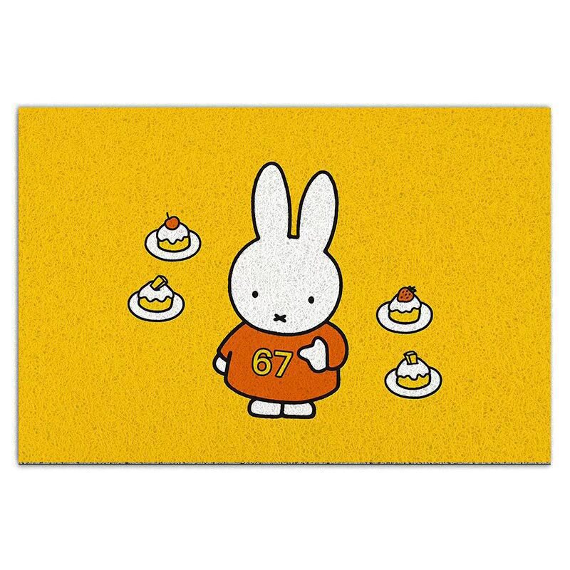 Cartoon Miffy Rabbit Silk Loop Doormat for Home Entrance, Dirt-Resistant and Easy to Clean, Dust-Proof Mat for Entryway and Shoe-Changing Area