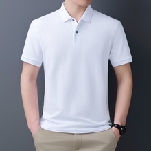 诚招代理男士丝光棉POLO衫2025新款休闲翻领男式上衣免烫男装T恤