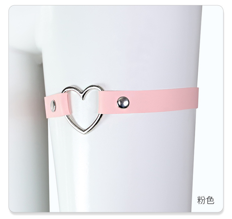 SM Faux Leather Collar with Traction Chain and Leg Ring — detail image 15