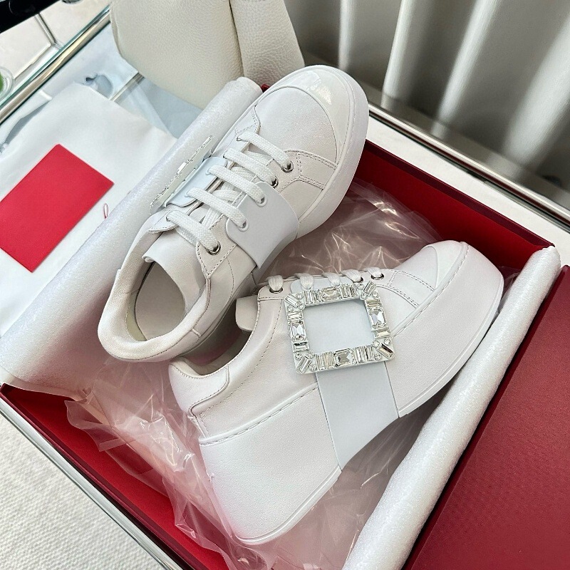 [migua] small white shoes with small square buckle and rhinestone women's thick-soled lucky shoes with high height and slimming all-match women's single shoes