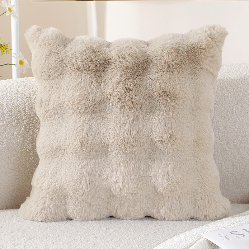 Fallo de conejo almohada de peluche balcón ventana flotante almohada de aire crema almohada de sofá sala de estar cojín de alta calidad invierno