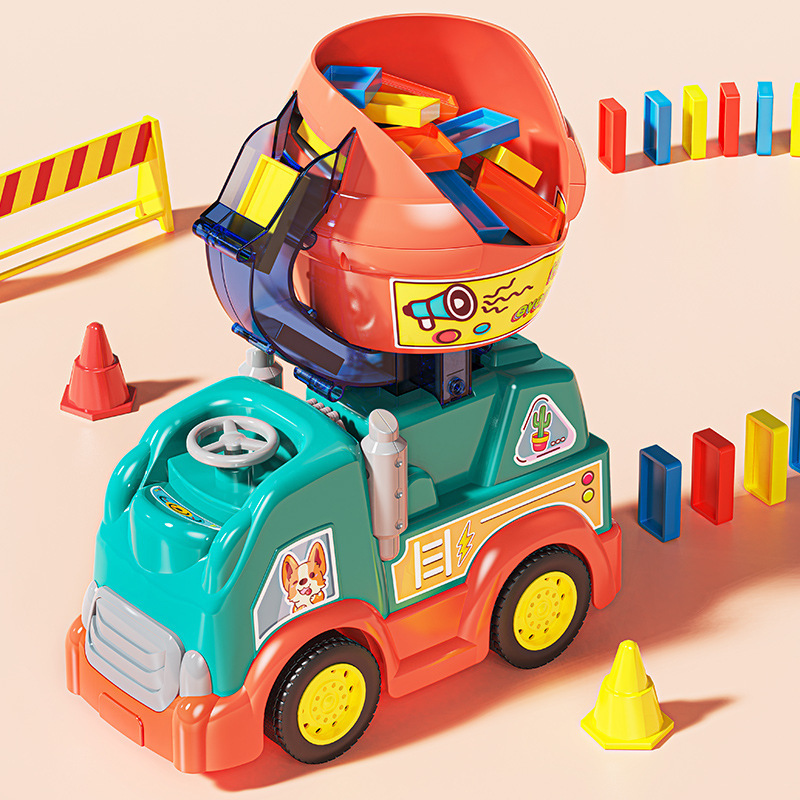 Dominoes mixer car automatic licensing swing engineering car children boys educational toys gift wholesale