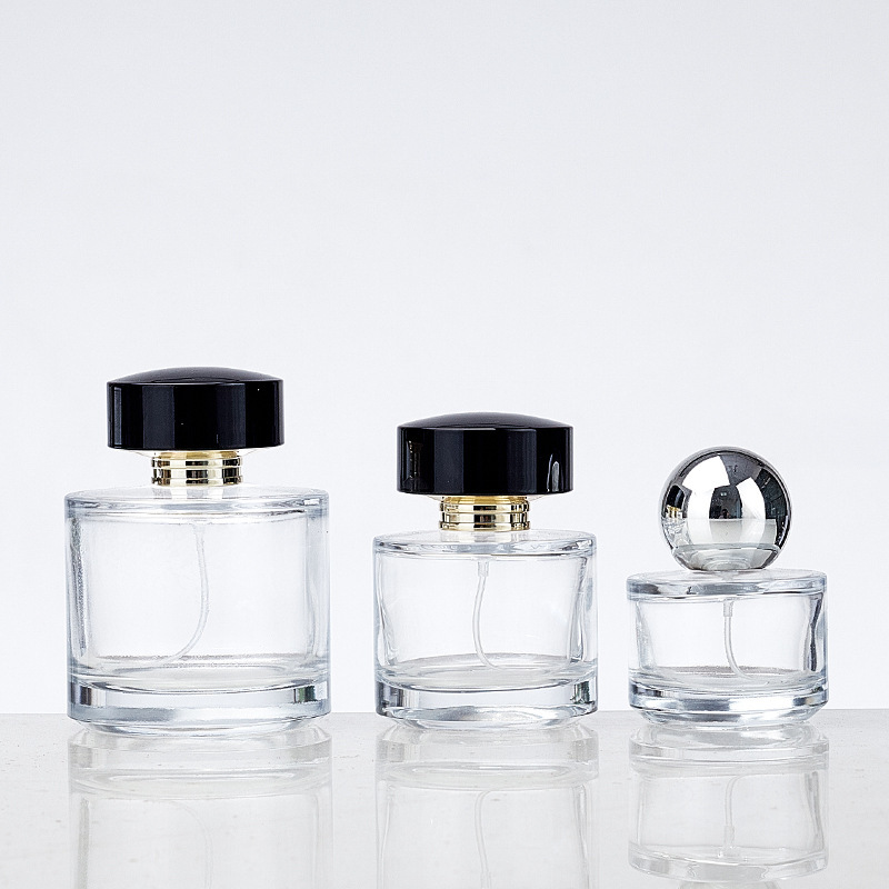 30ml50ml化粧品詰め替えボトル蓋付き円筒形香水ボトル厚みのあるガラスの高価値スプレーボトル|undefined
