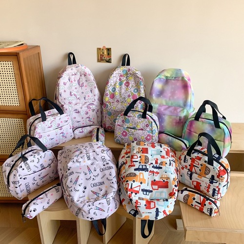 Unique versatile multi-item set backpack 2024 new pattern graffiti painted middle school student lightweight large capacity double shoulder bag