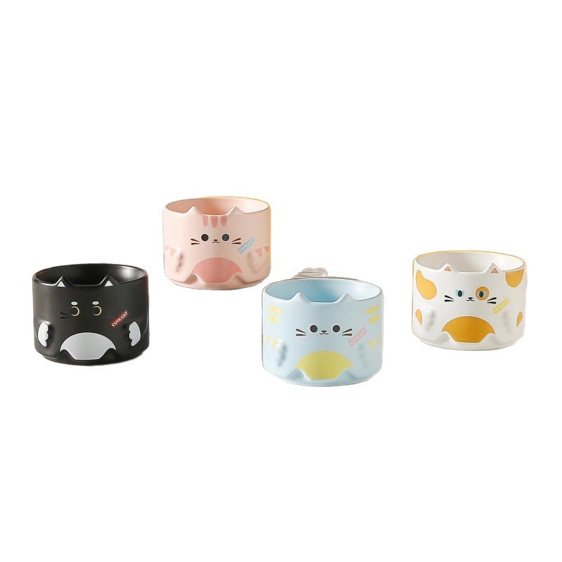 Cute gato taza de cerámica de dibujos animados taza de marca de pareja taza de agua plegable taza casera regalo de regalo