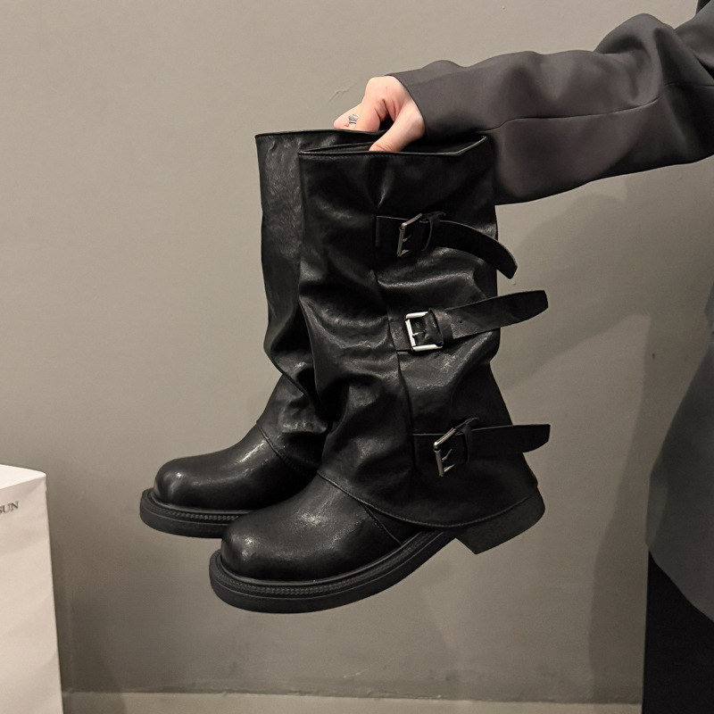 Thick-Soled High Boots for Women 2025 New Summer and Autum Western Jeans Tube Pile Boots Knight Boots Boots