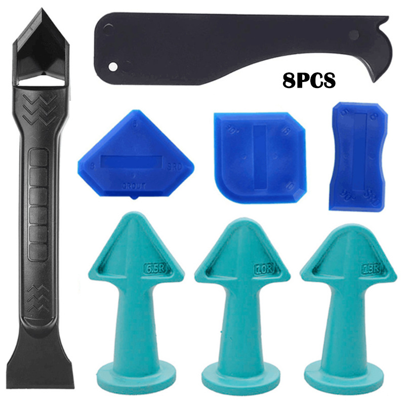 跨境8件套填缝工具密封喷嘴涂抹器喷嘴3合1灌浆刮板厨房浴室窗户