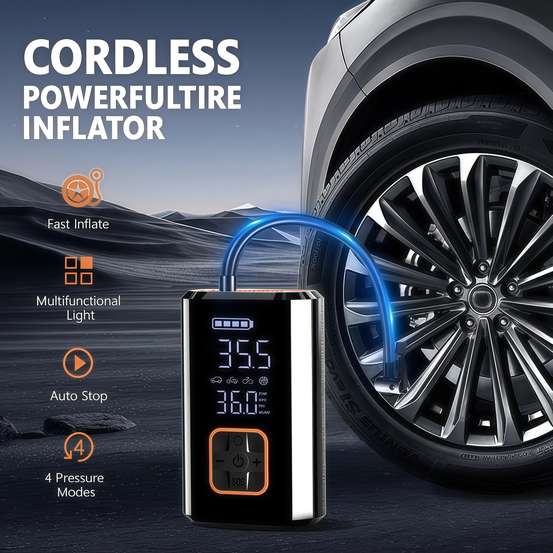 Wireless Car Air Pump, Car Electric Vehicle Air Pump, 12V Portable Tire Inflator, Cross-Border Exclusive Model