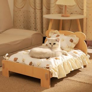 Wooden Cat Bed, Cat Nest, Pet Bed, Cat Bed, Kennel, Removable, Washable, Stain-Resistant and Wear-Resistant, Universal Cat Bed and Dog Bed for All Seasons