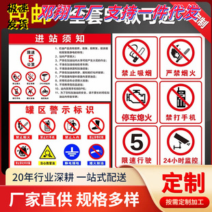 Instructions for Gas Station Entry Tank Farm Brand Motorcycle Refueling Area Unloading Safety Operation Regulations No Smoking in Posts