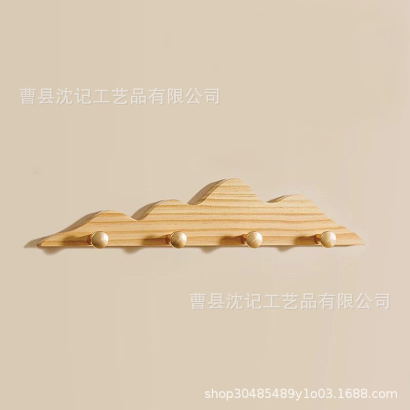 木製フック壁掛け玄関衣類吊り下げ帽子ディスプレイラック丘の形のクリエイティブ吊り下げラック|undefined