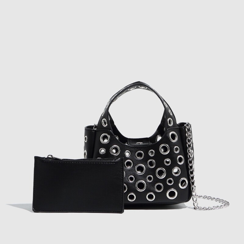 Single-Shoulder Chain Eyelet Bag Women's Bag Manufacturer Wholesale Mini Bag Retro Handbag Hollow Design Crossbody Versatile