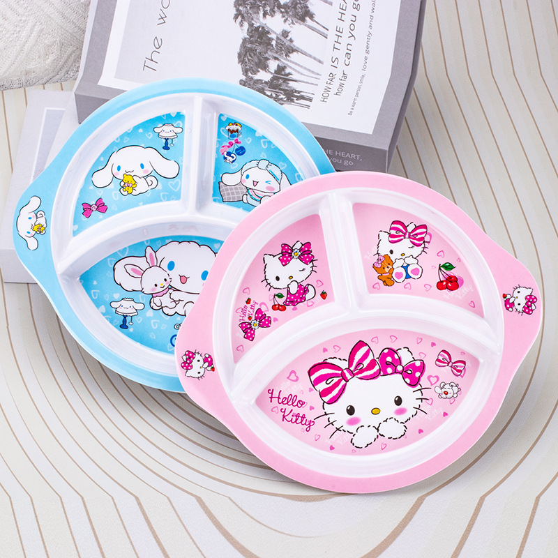 Cartoon Children's Bowl KT Cat Tableware suit Water Cup Baby's Dielectric Plate Baby's Supplementary Food Dinner Bowl Household Drop-resistant