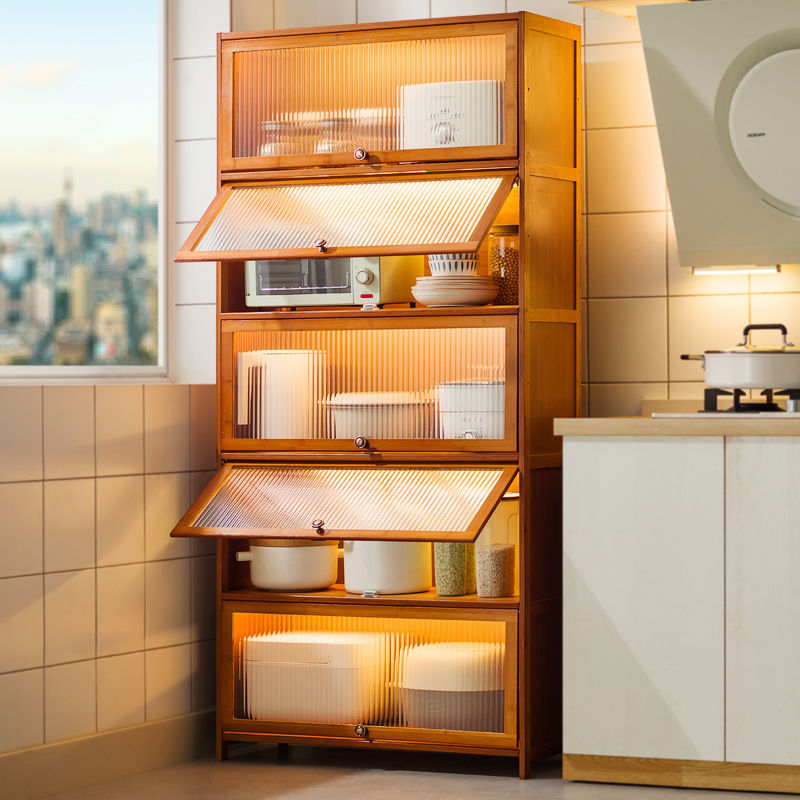 Estantes de cocina, piso, múltiples capas, almacenamiento multifuncional, armarios para el hogar, estantes para microondas, armarios para vajillas al por mayor