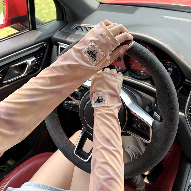 Imitación de guantes de nylon para mujeres de verano anti-UV montar manga de hielo respirable guante de manguito de hielo suelto