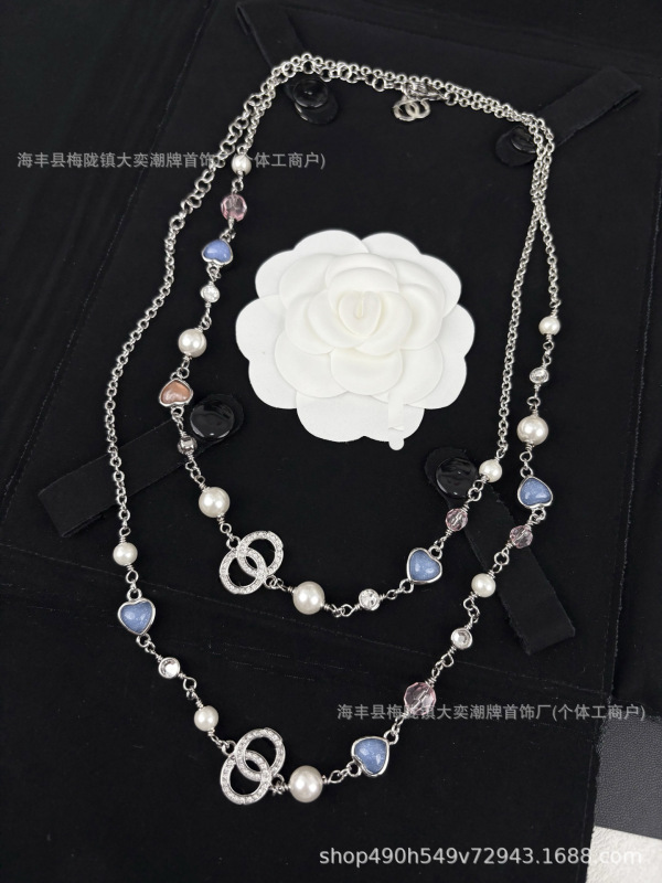 重工高版本小香双C珍珠毛衣链女 秋冬长款叠戴项链腰链工厂批发|undefined
