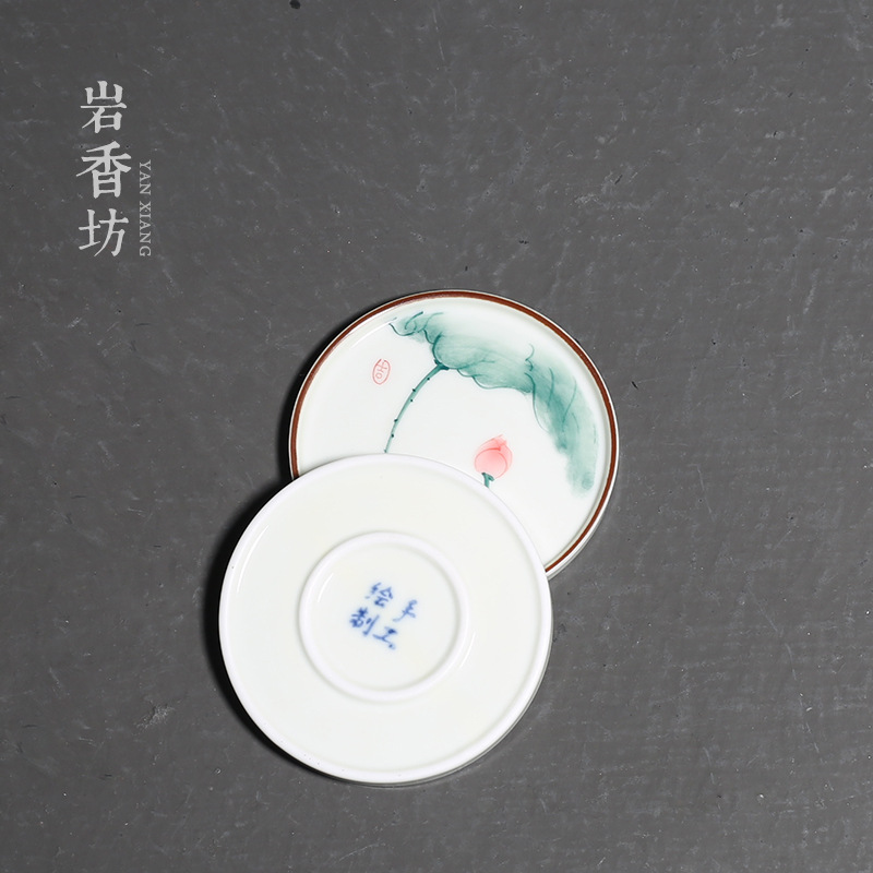 Winjiang pintado a mano Rosa verde loto taza de té estera Kung Fu ceremonia del té posavasos portavasos juego de té Accesorios