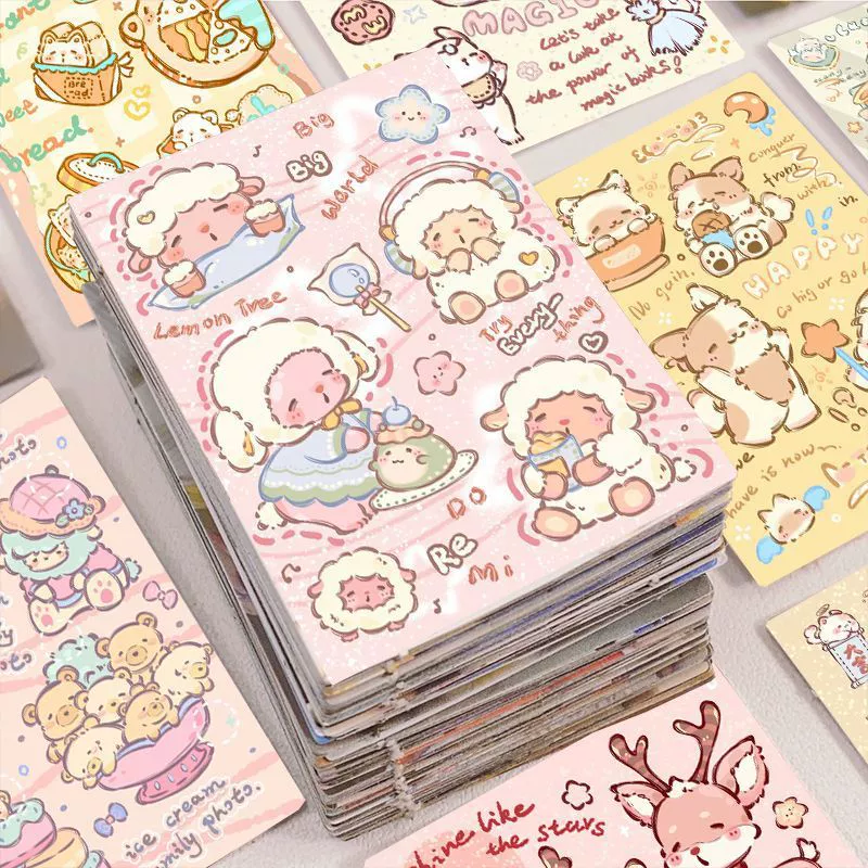 128 милых мультяшных наклеек, иллюстрации, маленькая свежая серия, украшение для справочника, материал, наклейки, самоклеящиеся наклейки