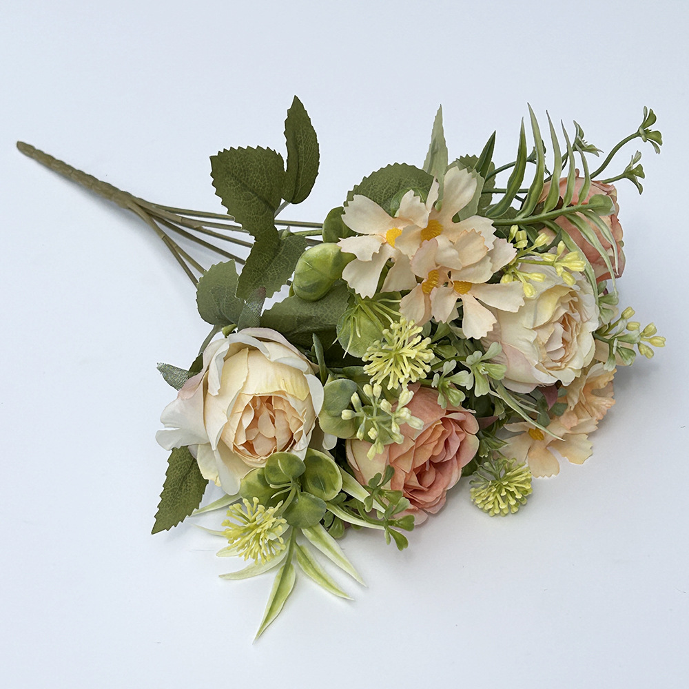 hand held artificial flowers peony buds artificial bouquets artificial green plants artificial flowers home plastic decorative ornaments_voghion.com