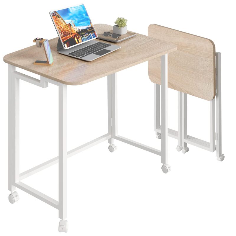 Mobile Small Folding Table Simple Assembly Compact Computer Laptop Cart Desk