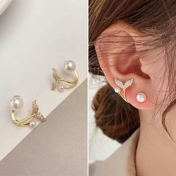 In-Stock 2005 New Trendy Elegant Earrings for Women S925 Silver Needle High-End Fishtail Pearl Earrings Internet Celebrity Live Earrings