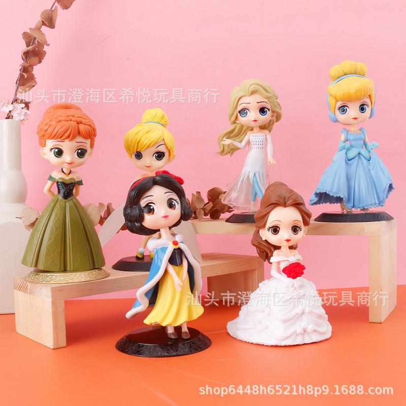 Q version big eyes princess handmade doll solid cinderella snow white bell cake decoration sleeping beauty desktop outfit