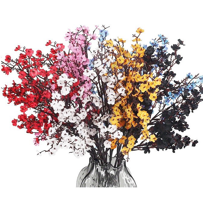Cross-Border Popular Item: 5-Branch Artificial Baby's Breath and Wintersweet Bouquet for Wedding, Home Decoration, and Floral Arrangements