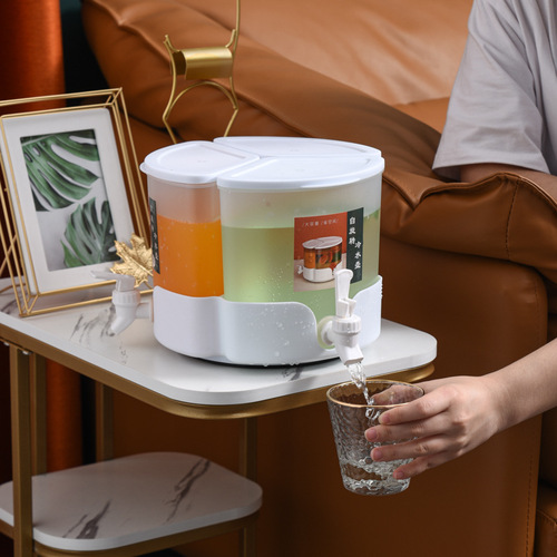 家用冷水壶塑料冰箱大容量带水龙头冷水壶 三合一可旋转冷水桶