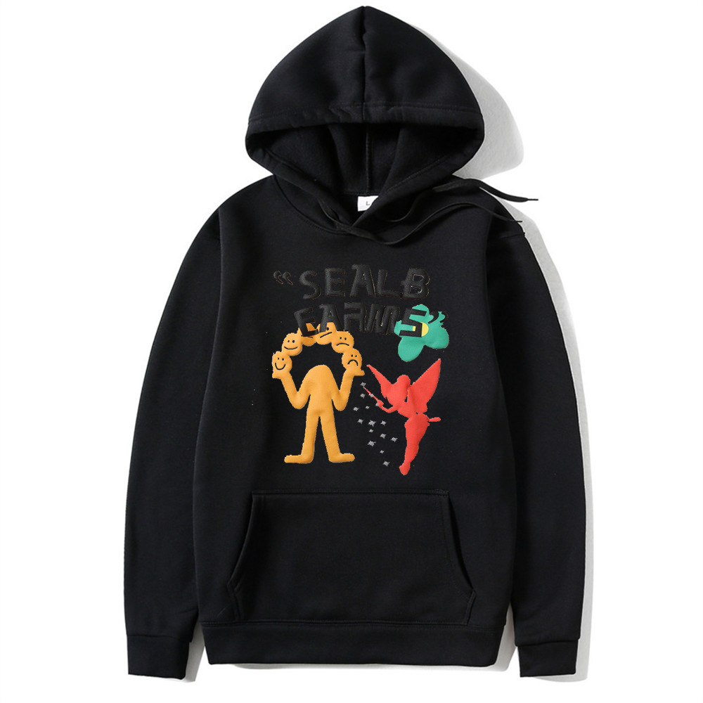 Trendy men's Kanye graffiti foam printed round neck plush sweater FOG_voghion.com