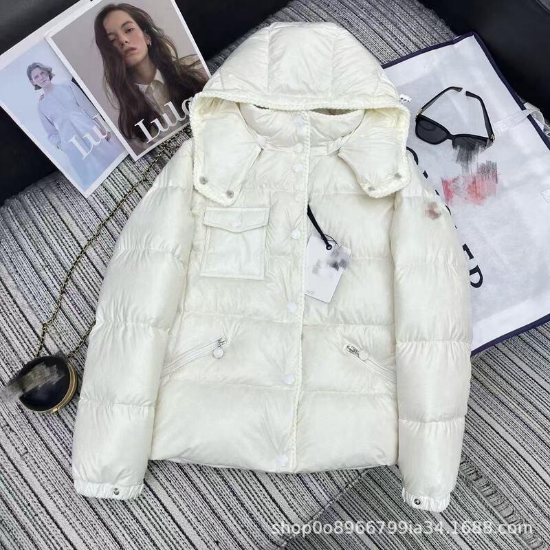 【南油玫瑰高端女装】25新款时髦百搭少女袖标钩花连帽羽绒服外套|undefined