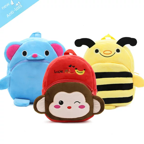 2-4 Years Old Cute Cartoon Kidsren's Backpack Anti-Lost Traction Rope Kidsren's Plush Backpack Kindergarten Backpack
