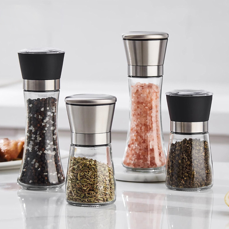Cross-Border Pepper Grinder Kitchen Supplies Glass Seasoning Bottle Manual 304 Stainless Steel Chili Grinding Seasoning Bottle Cross-Border Pepper Grinder Kitchen Supplies Glass Seasoning Bottle Manual 304 Stainless Steel Chili Grinding Seasoning Bottle