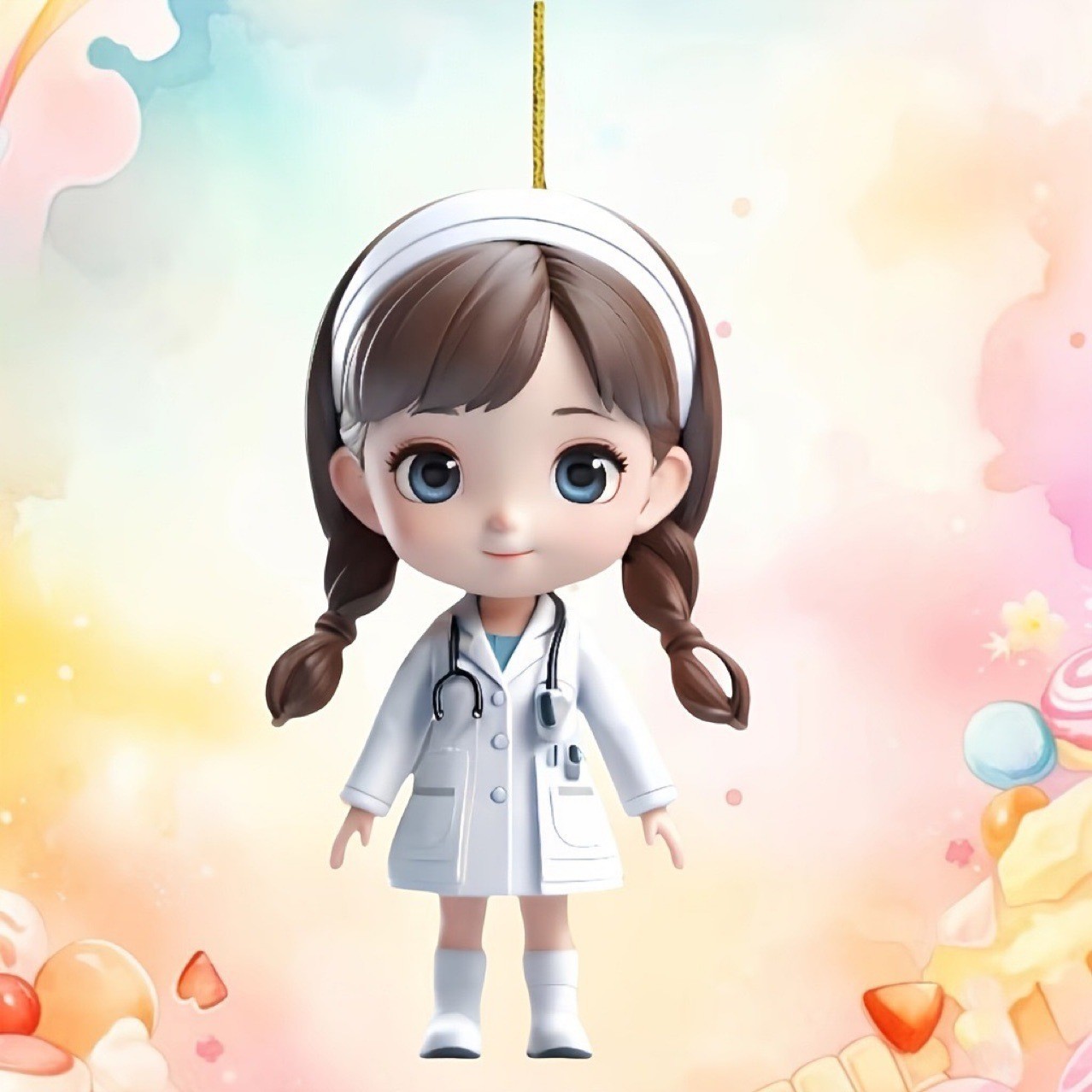 2D plano transfronterizo explosión encantadora mujer doctora colgante de espejo retrovisor del automóvil colgante de bolso de decoración de árbol de Navidad