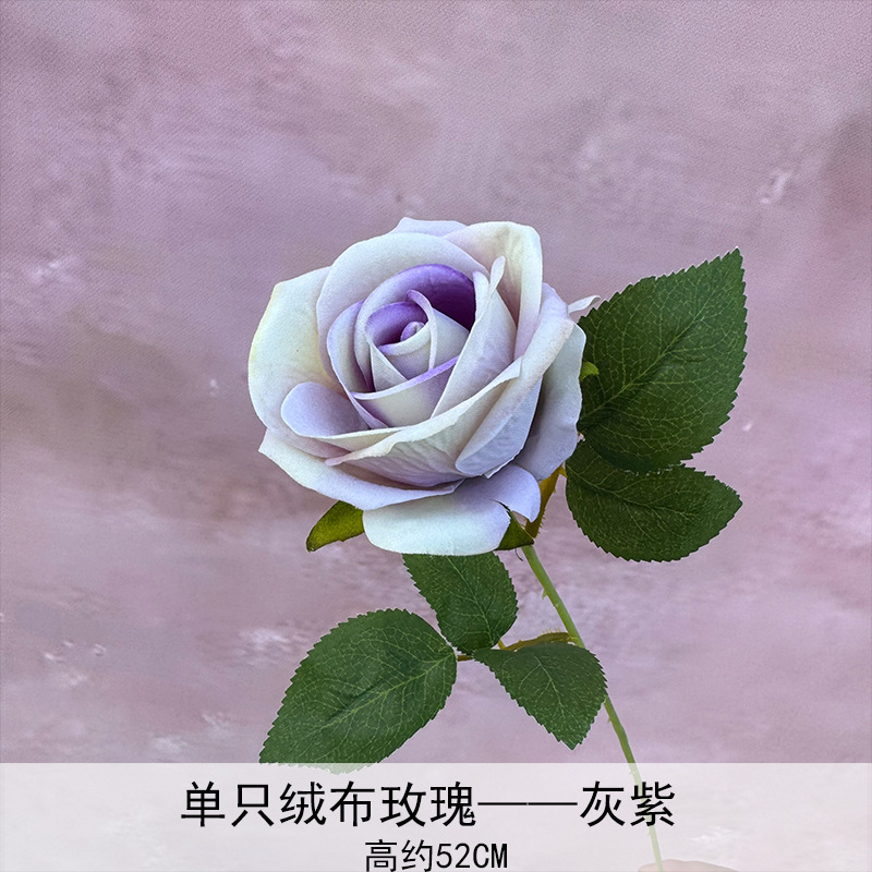 Artificial Rosa sola franela Rosa flor artificial boda decoración del hotel decoración del hogar arreglo de flores flor artificial Rose