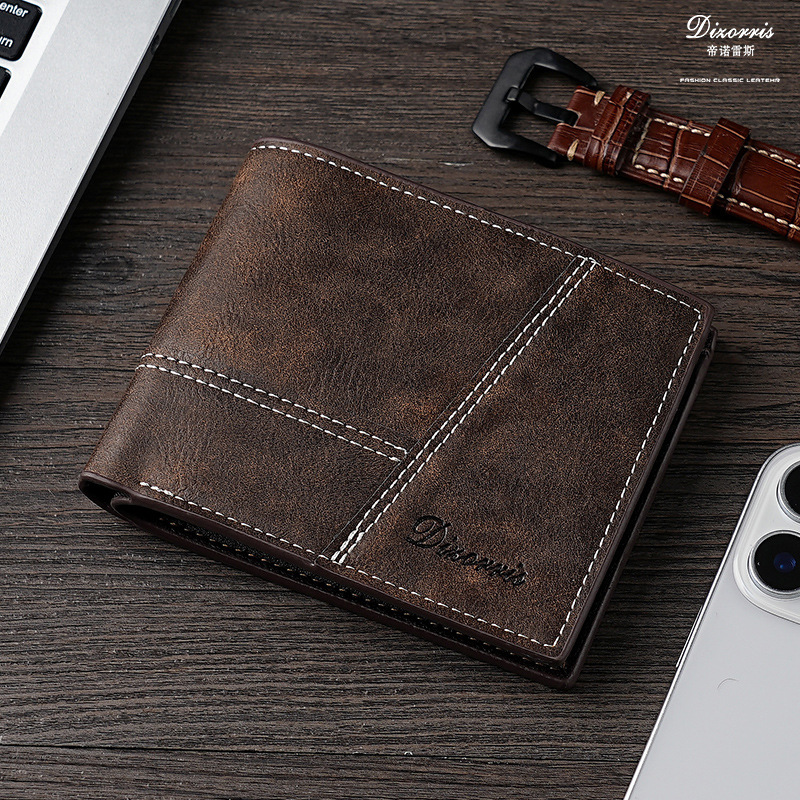 Nuevo hombre cartera corta comercio exterior ventas calientes retro cartera horizontal fábrica de cartera al por mayor tendencia