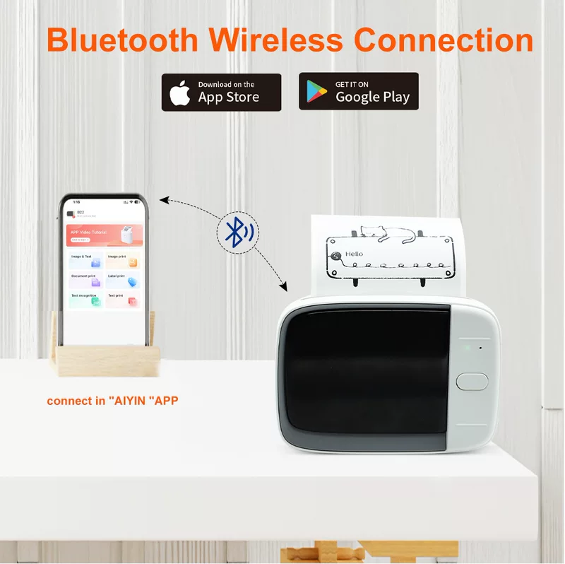 Портативный принтер, (поперечная торговля), bluetooth