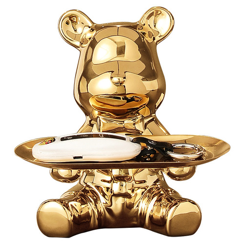 Entrance key storage ornaments storage rack light luxury high-end living room entrance door shoe cabinet violent bear decorations