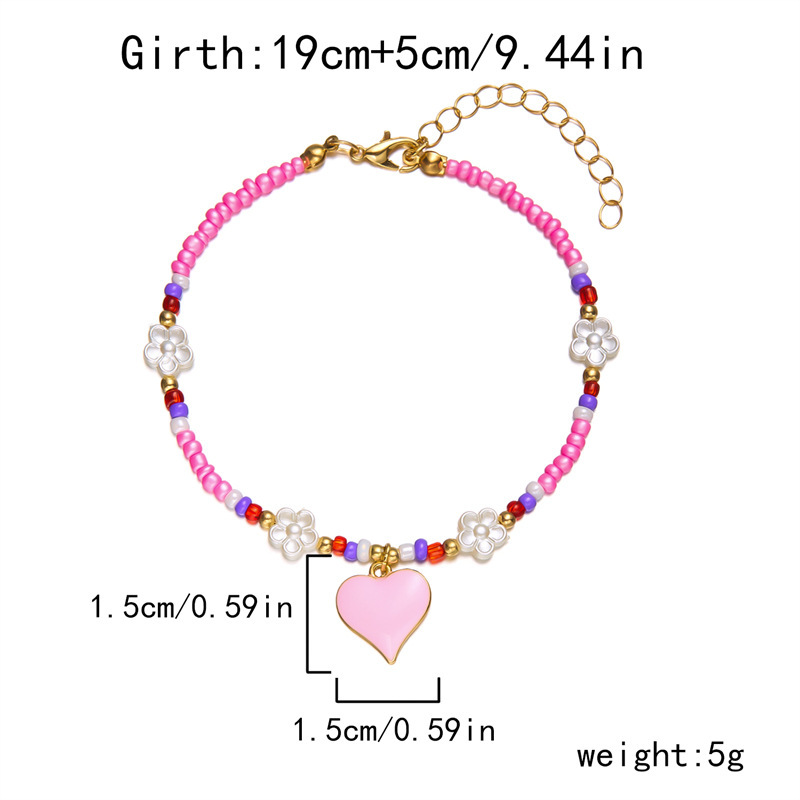 8g Weight Anklet Classification 1 Piece Quantity Holiday, Beach Occasion Seed Bead Material Heart Shape Pattern All Seasons Season Women's Gender Simple Style, Classic Style Style Wholesale Jewelry Simple Style Classic Style Heart Shape Seed Bead Anklet 21