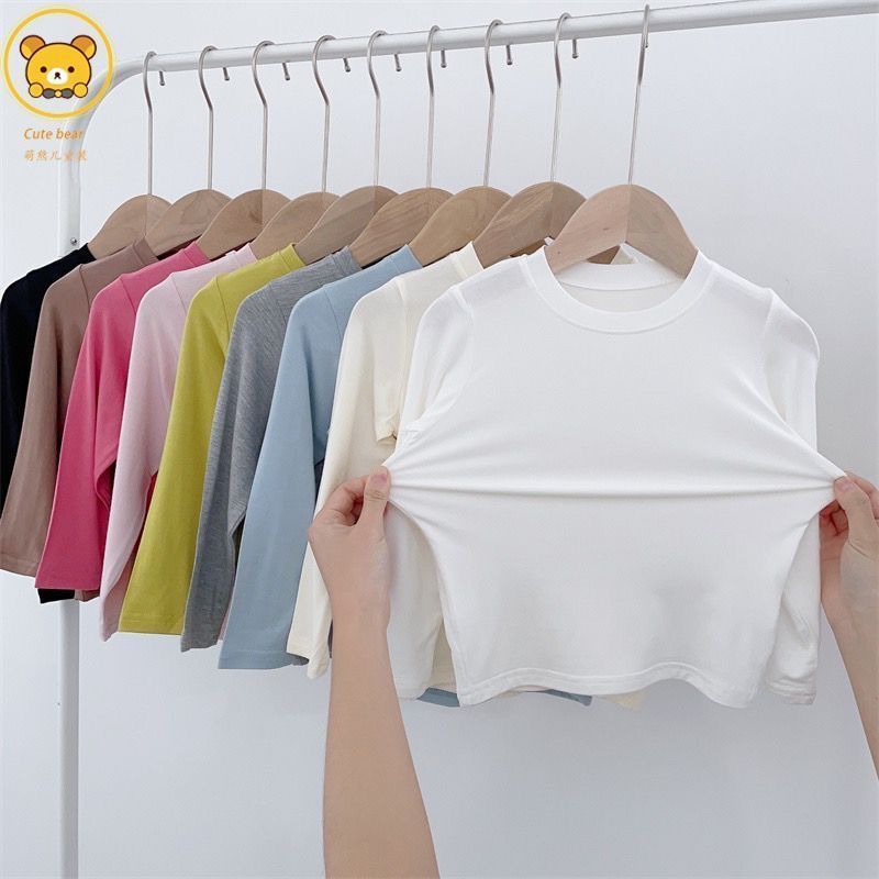 Cross-border Modal unisex children's solid color long-sleeved base shirt 2026 spring and autumn thin T-shirt stylish winter inner layer