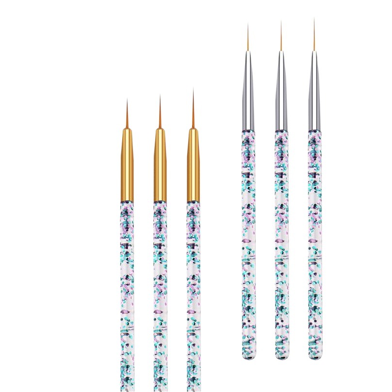 Pluma de dibujo de uñas transfronteriza 3 piezas pluma de acrílico de lentejuelas transparente varilla dibujo pluma pintura pluma dibujo pluma