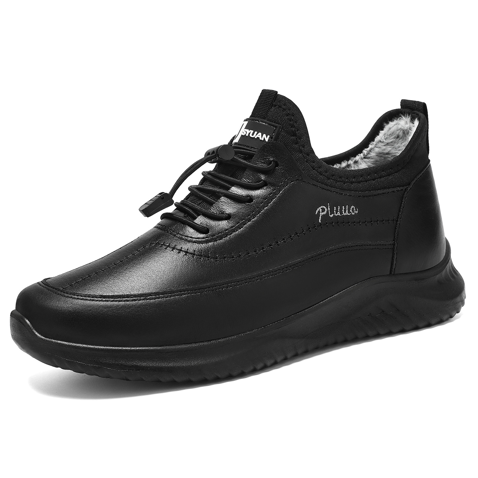 Zapatos de algodón de hombre, invierno, nuevas botas de cuero, botas de hombre con suela gruesa, calentamiento, botas de algodón gruesas, botas de nieve cómodas a prueba de frío