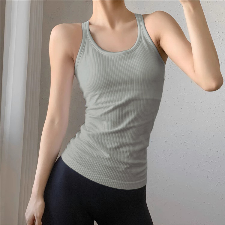 Camiseta sin mangas acanalada al por mayor, estilo yoga, deportiva, ajustada, estilo lululemon, lw1cjus